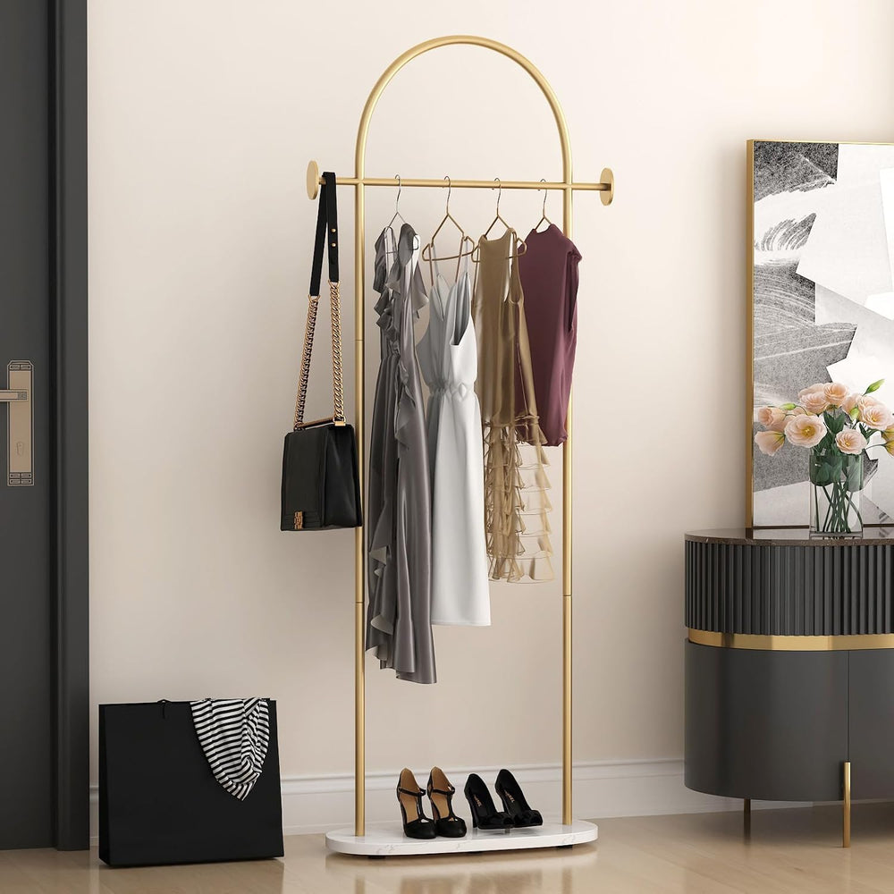 Gold Clothing Rack, Modern Clothes Rack with Shelf, Heavy Duty Freestanding C...