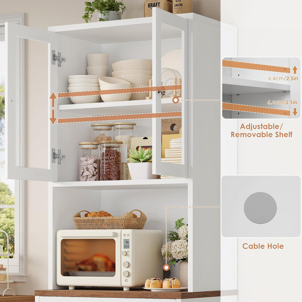 Keyluv 71“ Tall Kitchen Pantry Storage Cabinet with Microwave Stand, Buffet K...
