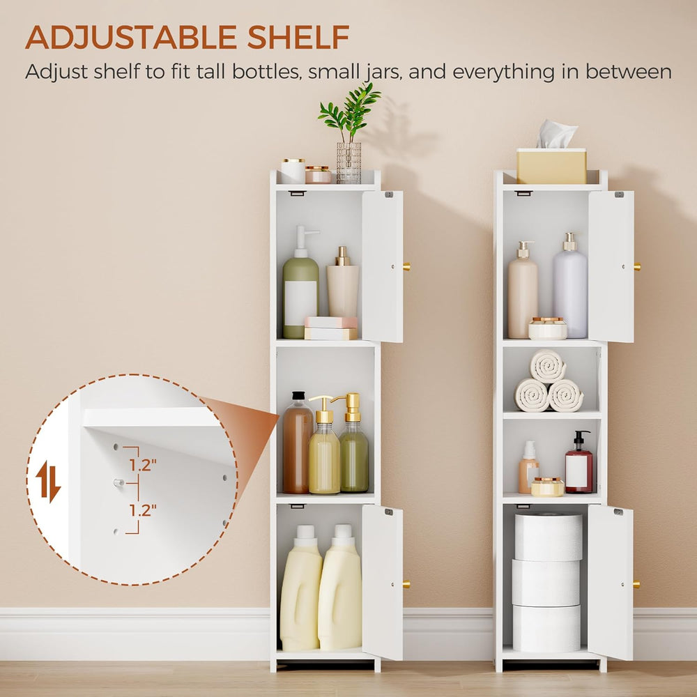 ANWBROAD Slim Bathroom Storage Cabinet Corner Narrow Cabinet with 2 Doors and...
