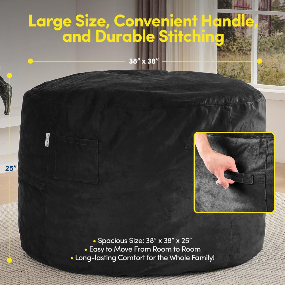 Bean Bag Chair 3ft Memory Foam Sack with Removable Velvet Cover, Ultra Soft F...