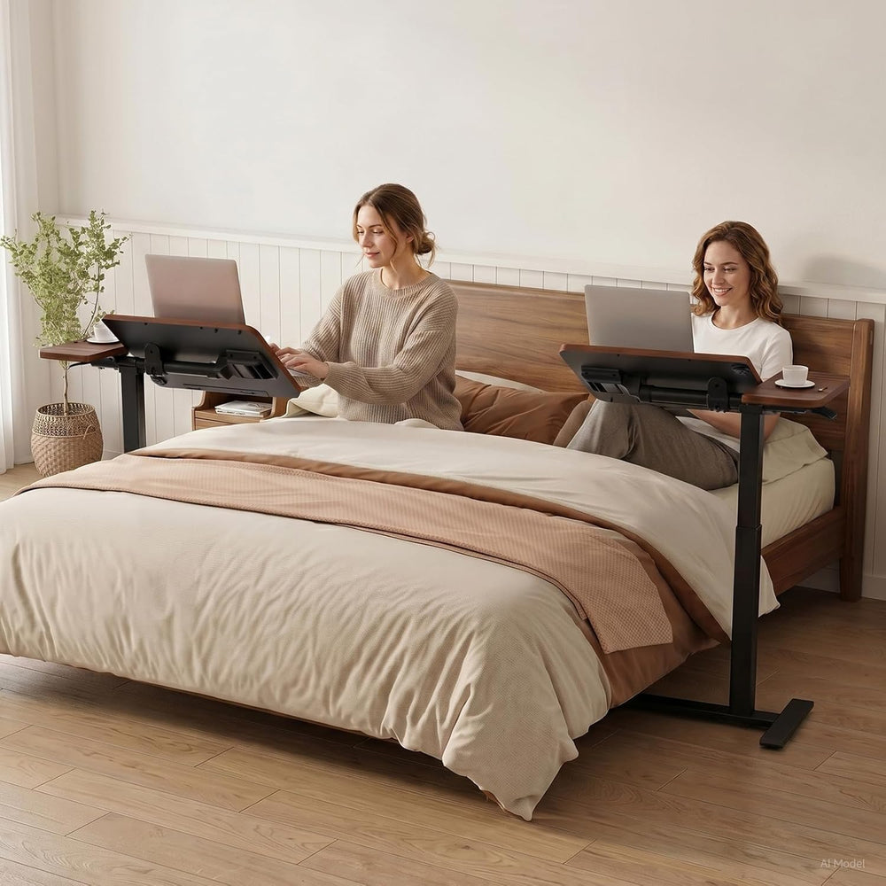GTPLAYER Pneumatic Adjustable Standing Desk, 28 Inch Tiltable Mobile Rolling ...