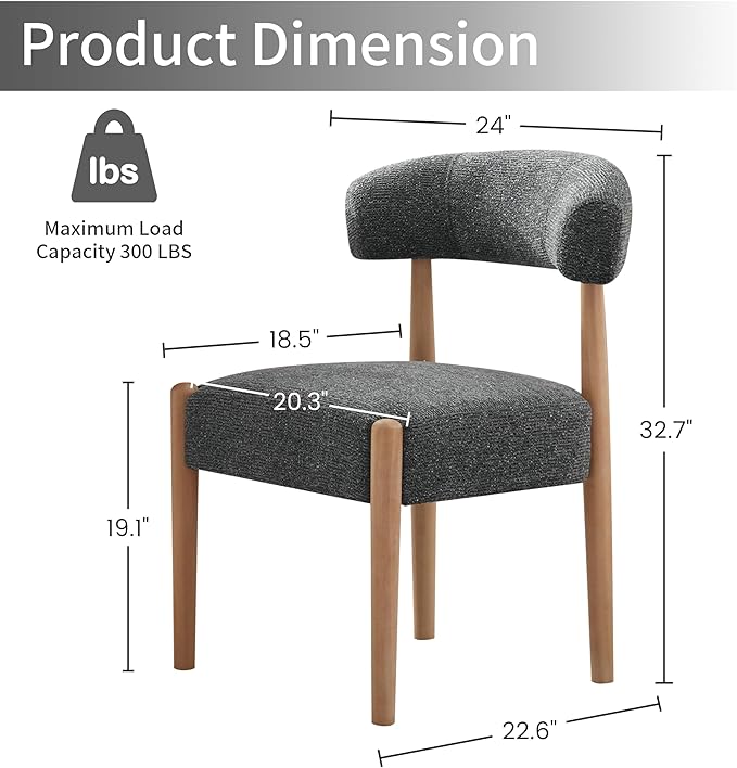 VKNOW Wooden Dining Chairs Set of 4, Modern Upholstered Dining Room Chairs wi...