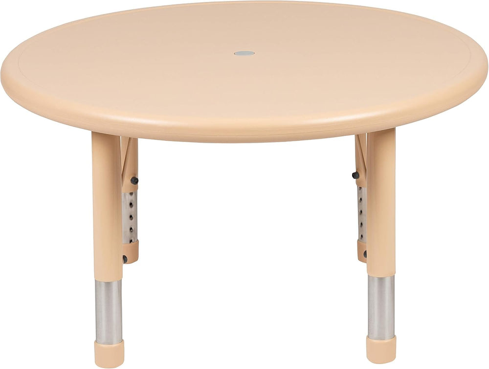 Flash Furniture 33 in Plastic Adjustable Round Activity Table, Natural