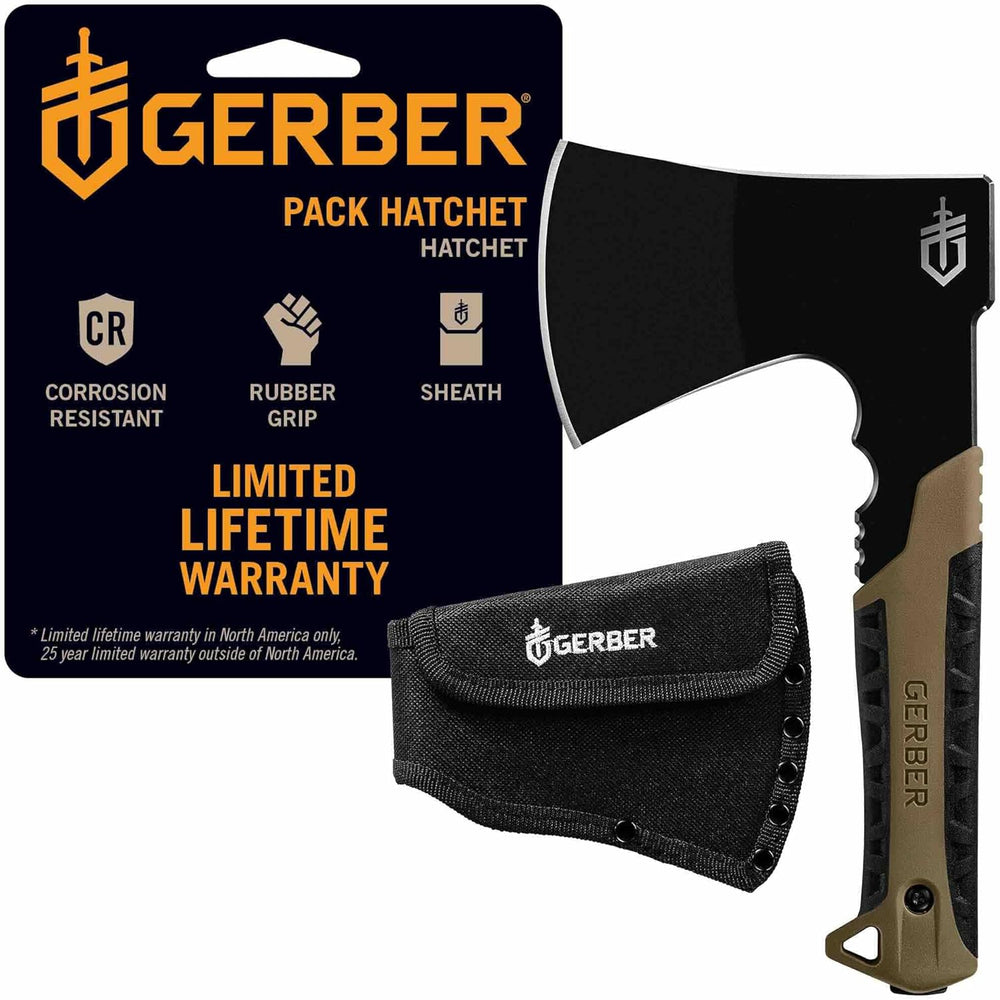 Gerber Pack Hatchet & Sheath, Mini Axe for Camping, 3.5" Blade,Coyot...