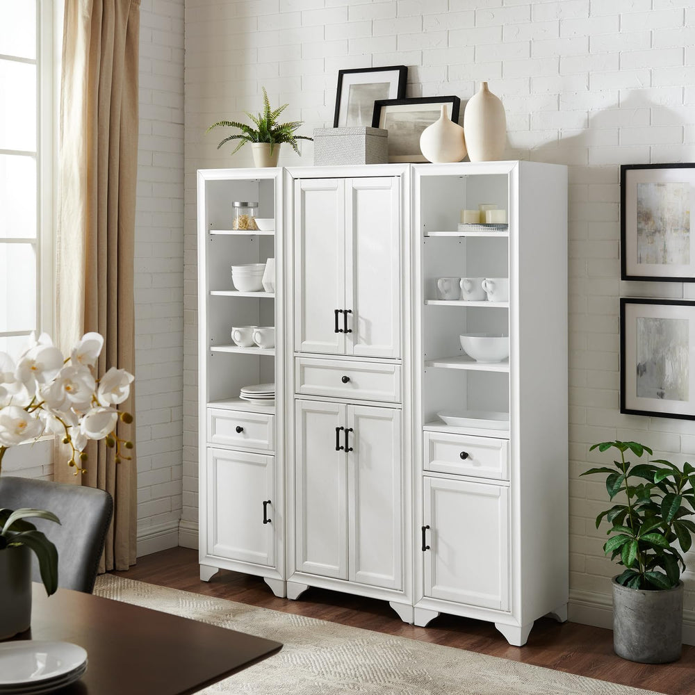 Maykoosh 3-Piece Pantry Set with Cabinets - Distressed White - Adjustable She...