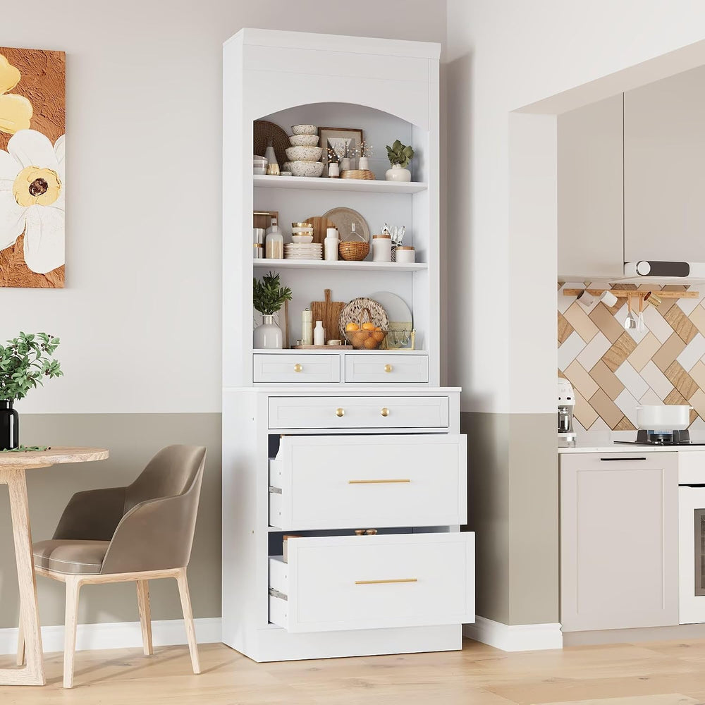 JIJIWANG Modern 83.7inch High Kitchen Pantry, Freestanding Tall Kitchen Hutch...