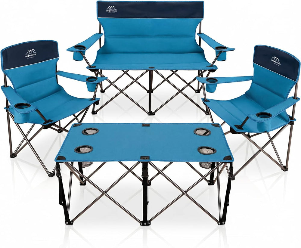 Oversized 4 Pcs Camping Chair Set with Table,Outdoor Folding Heavy Duty Lawn ...