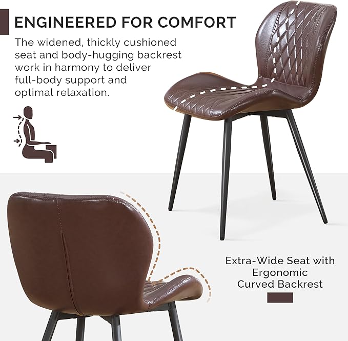 Dining Chairs Set of 6, Comfy Modern Dining Chairs with Thick Cushions, Uphol...