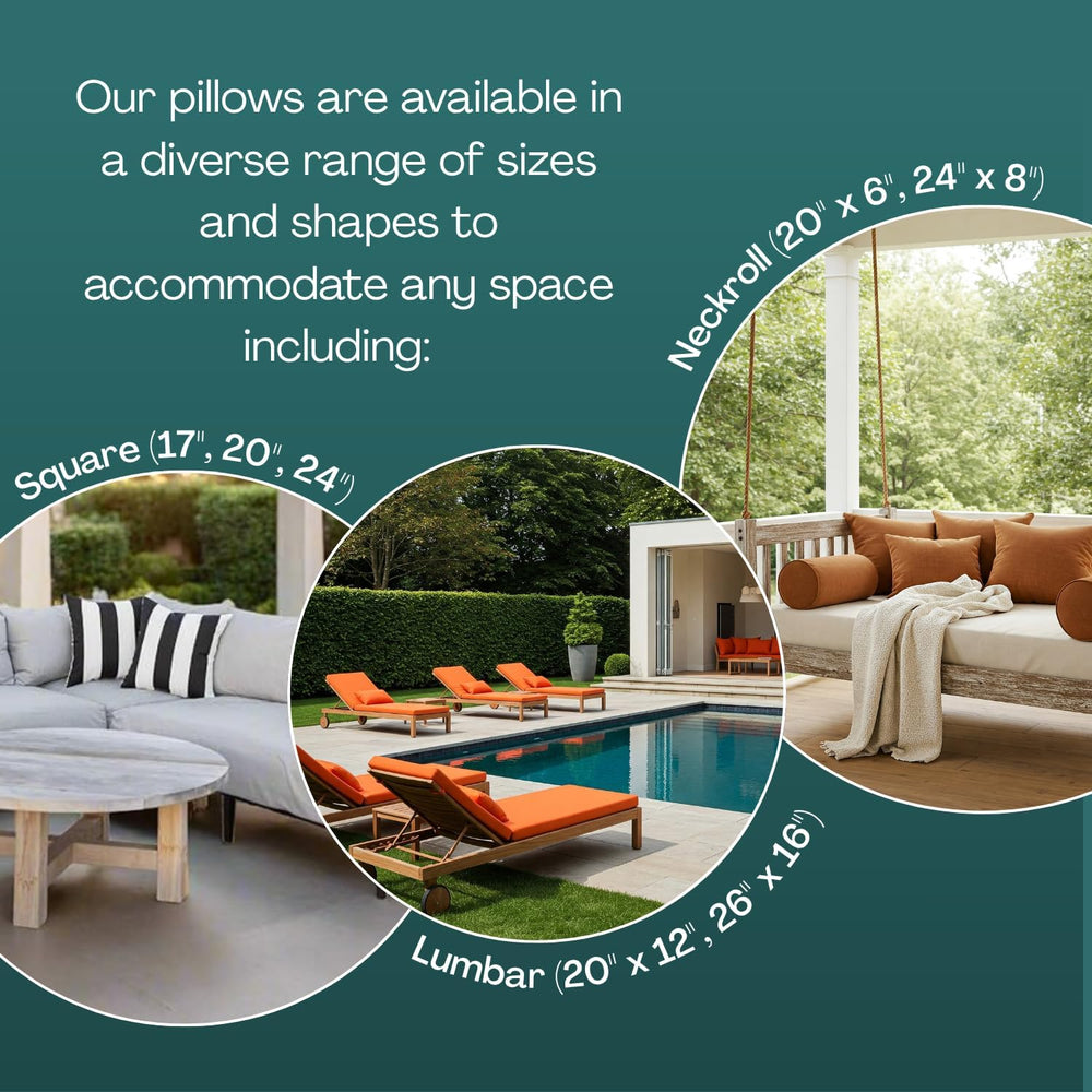 RSH DECOR Set of 6 Outdoor Pillow, Outdoor Pillows for Patio, Pillows w/Polye...