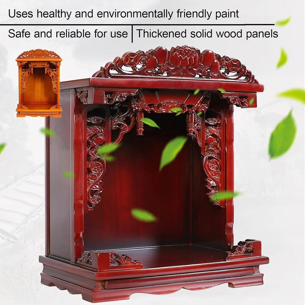 Wall Mounted Shrine Buddhist Altar, Solid Wood Meditation Altar Table, Buddha...