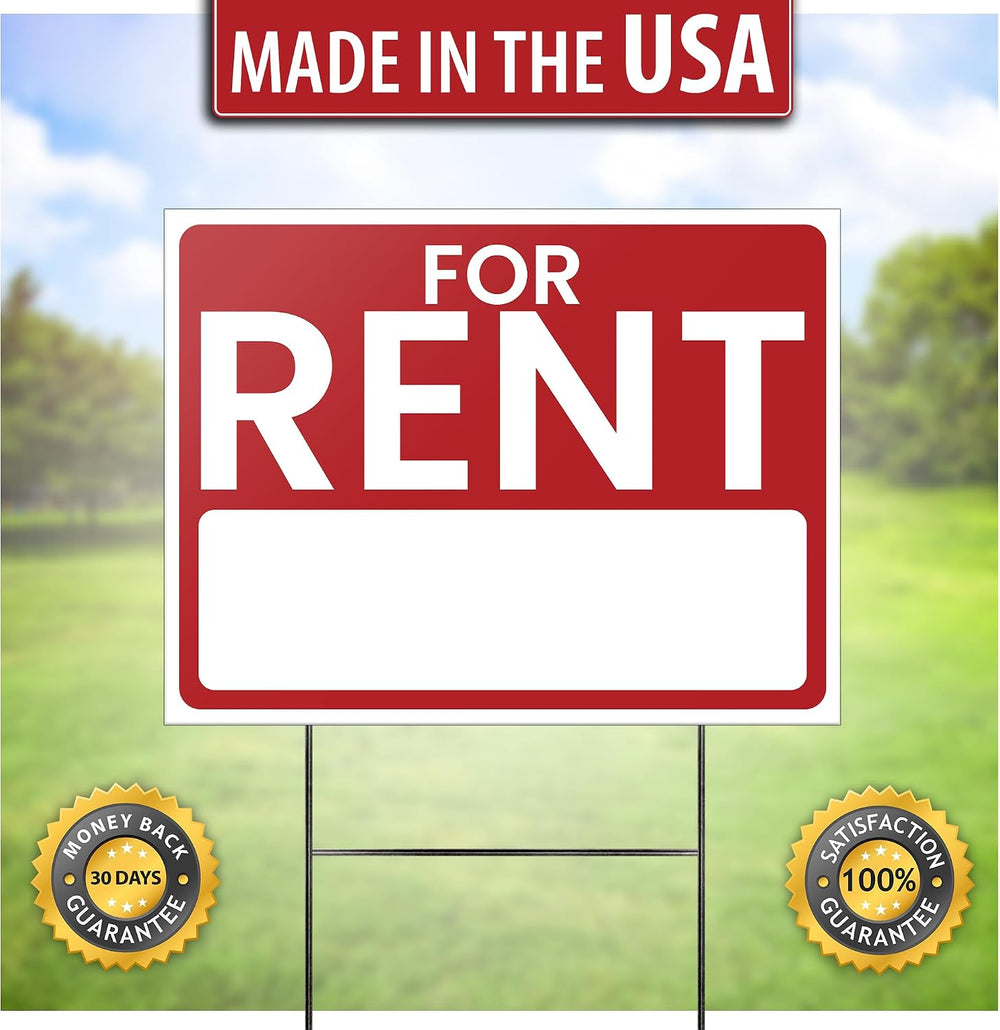 For Rent Signs (2 Pack) – LARGE 24” x 18” Double-Sided Signs with Heavy-Duty ...