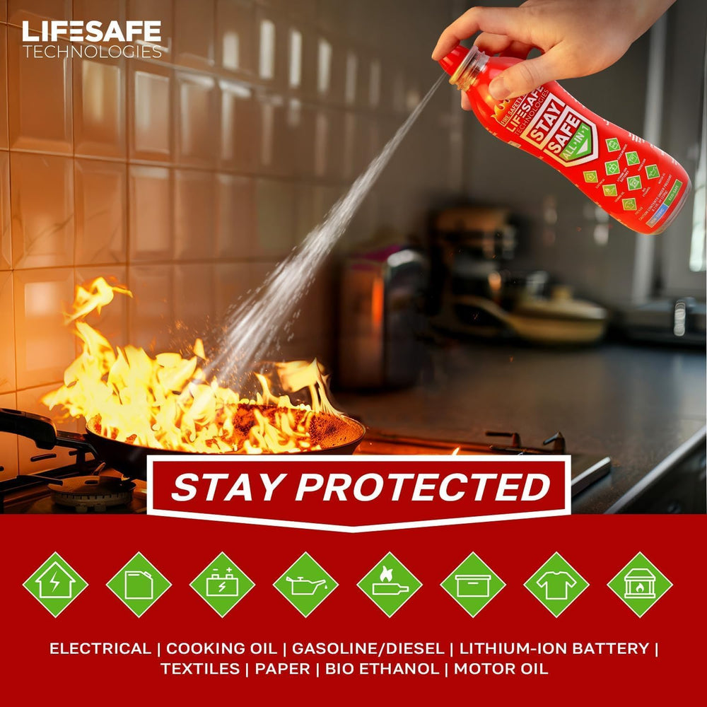 StaySafe All-in-1 Portable Fire Extinguishing Spray By LifeSafe Technologies ...
