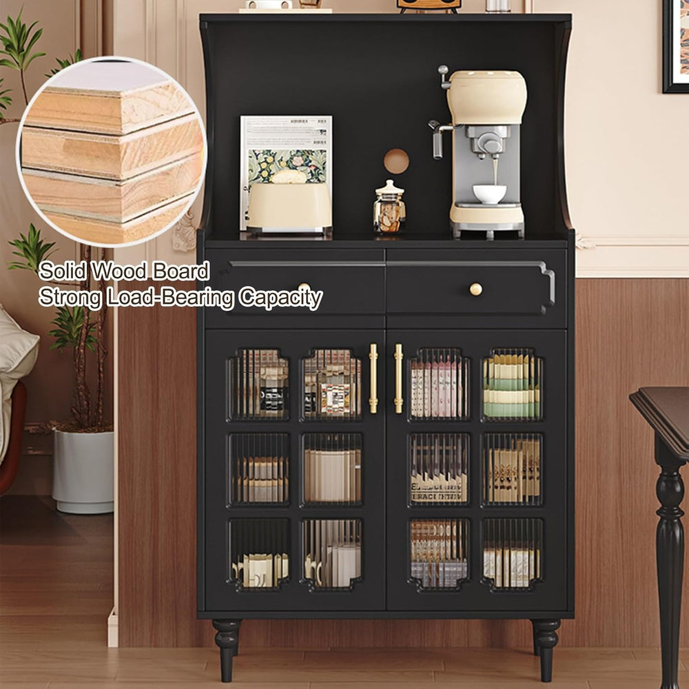 Kitchen Pantry Cabinet, Tall Storage Cabinet, Arched Bookshelf Bookcase, Coff...