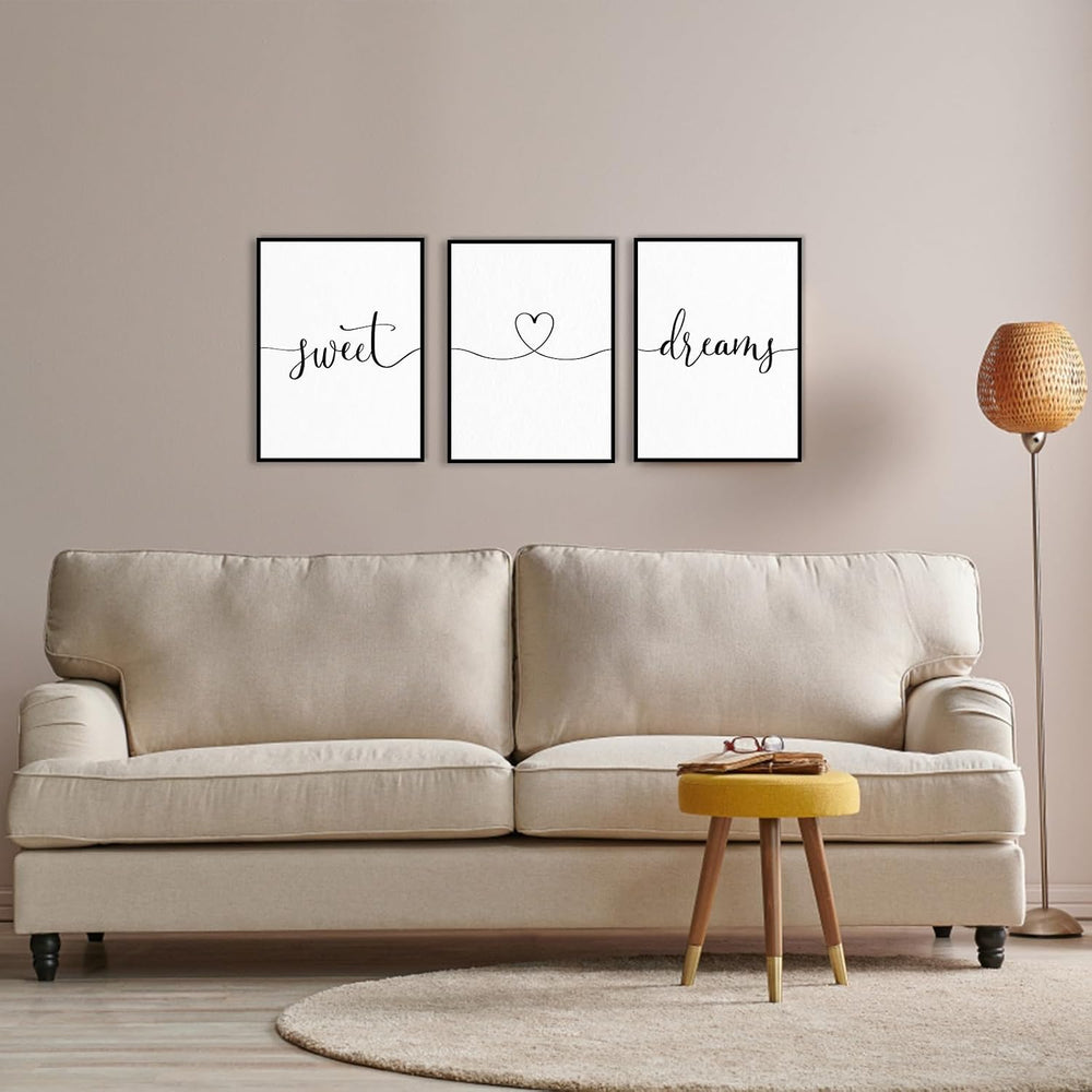 Sweet Dreams Wall Art Above Bed – Set of 3 Modern Farmhouse Bedroom Decor for...