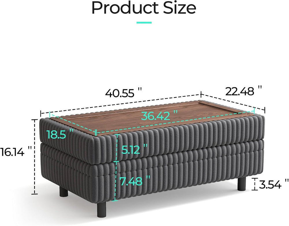 LINSY HOME Sectional Sleeper Sofa Storage Ottoman Bench, Convertible Coffee T...