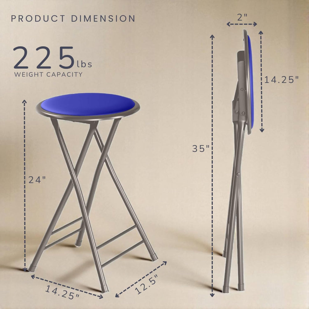 Lavish Home Folding Stool - Set of 2 Counter Height Bar Stools – 24-Inch Back...