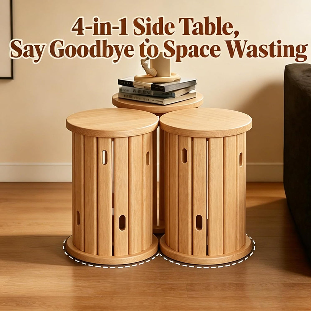 Stackable Stools Set of 4,Round Wood Stool Side Table/18 H Stackable End Tabl...