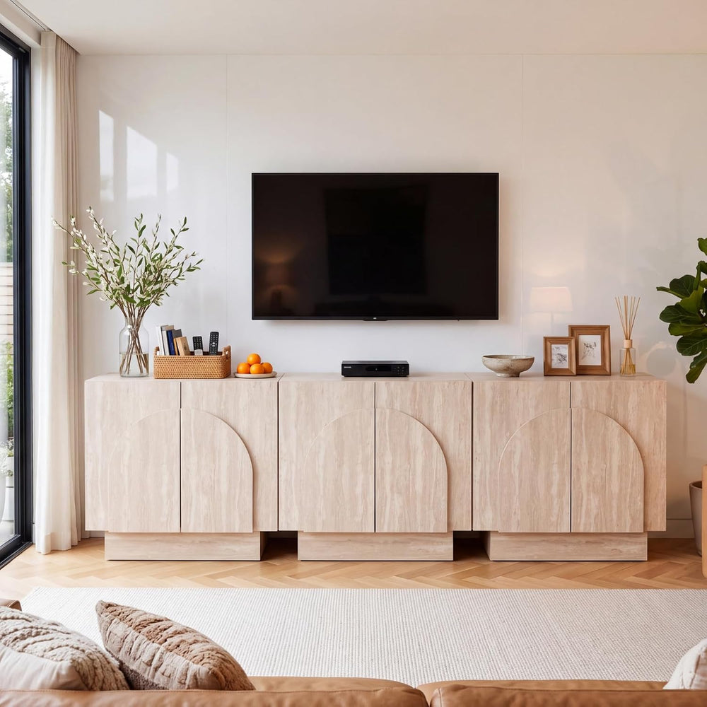 Buffet Cabinet with Storage, 31.5” Modern Sideboard Cabinet with Arched Doors...