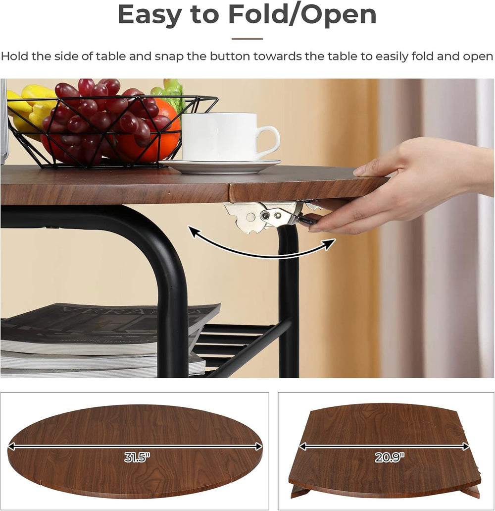 VINGLI 31.5" Drop Leaf Dining Table Set for 2, 3 Pieces Dining Table wit...