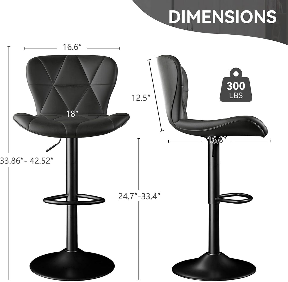Bar Stools,Adjustable Swivel Barstools, Faux Leather Bar Chairs,Upholstered C...