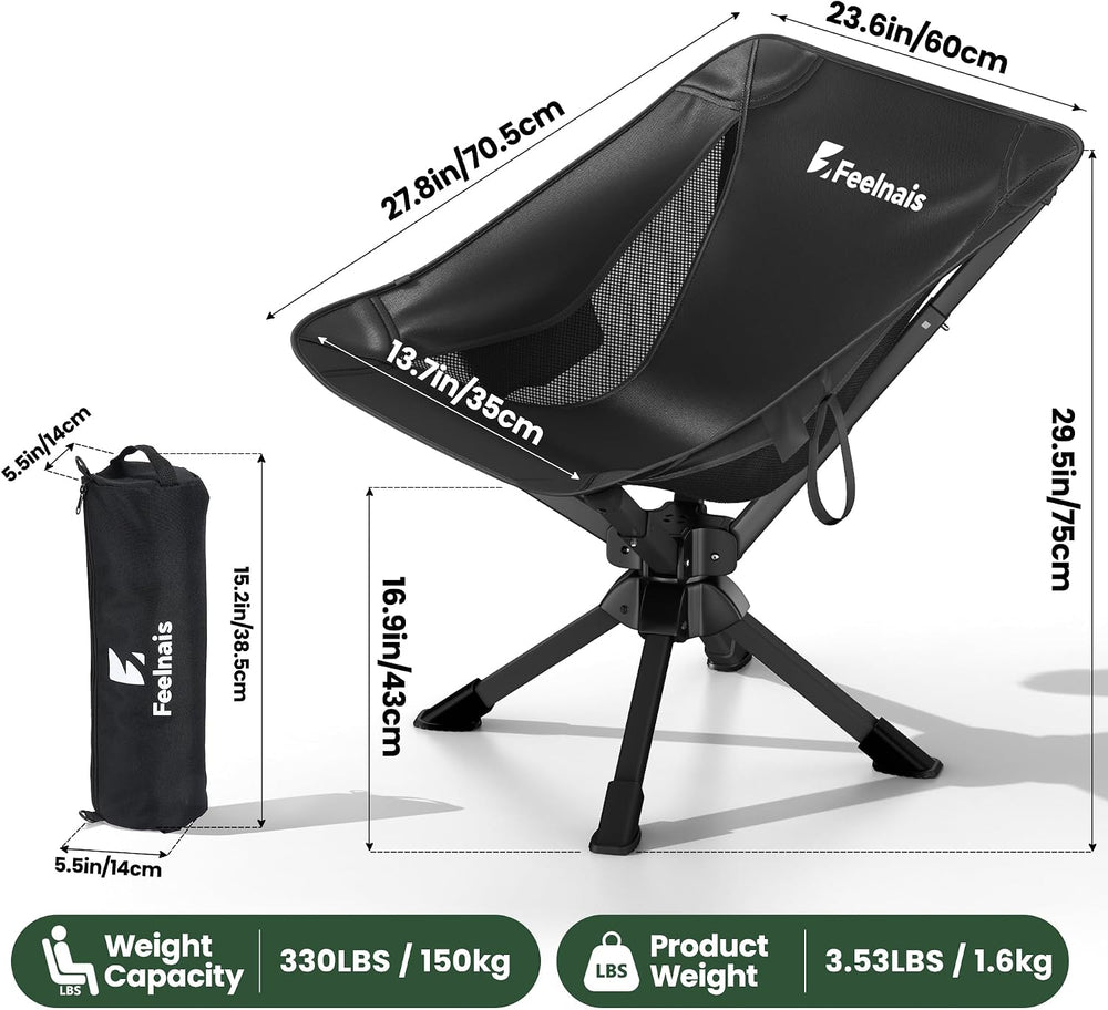 Portable Camping Chairs for Adults, Comfy Folding Camp Chair | 3.5 lbs Lightw...