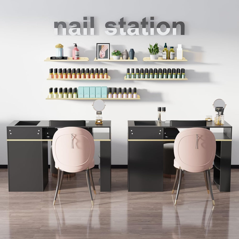 Manicure Table Nail Desk w/Electric Dust Collector, Black