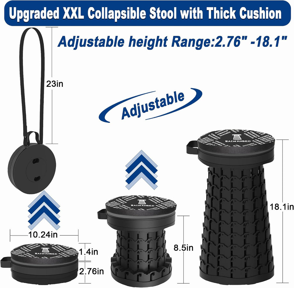 2026 Upgraded 46cm Collapsible Stool with Cushion, Maximum Loading 600 Pounds...