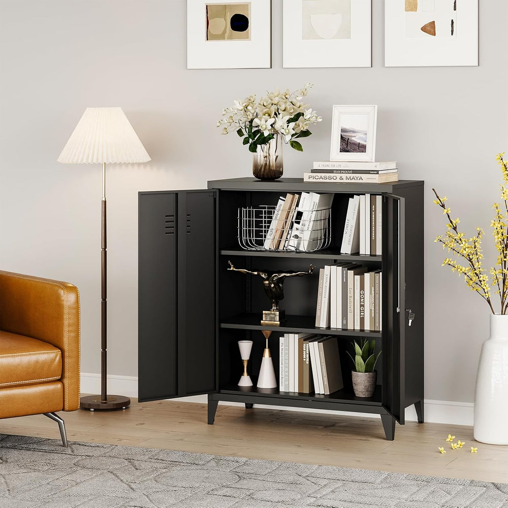 MIIIKO Metal Locker with 2 Doors, Metal Storage Sideboard Accent Cabinets for...