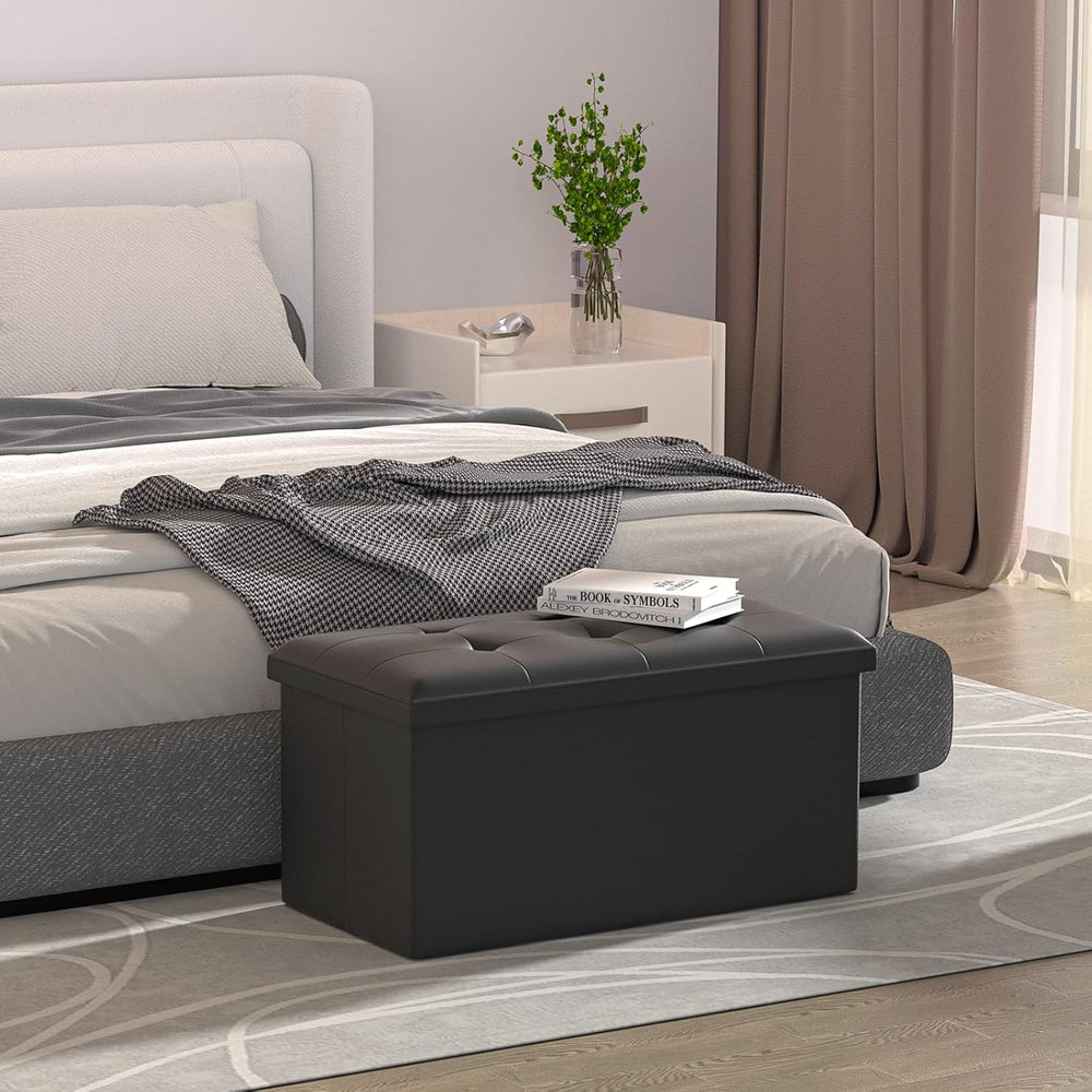 MoNiBloom 30 Inch Storage Ottoman Bench, 24 Gal. Folding Ottoman Footrest, En...