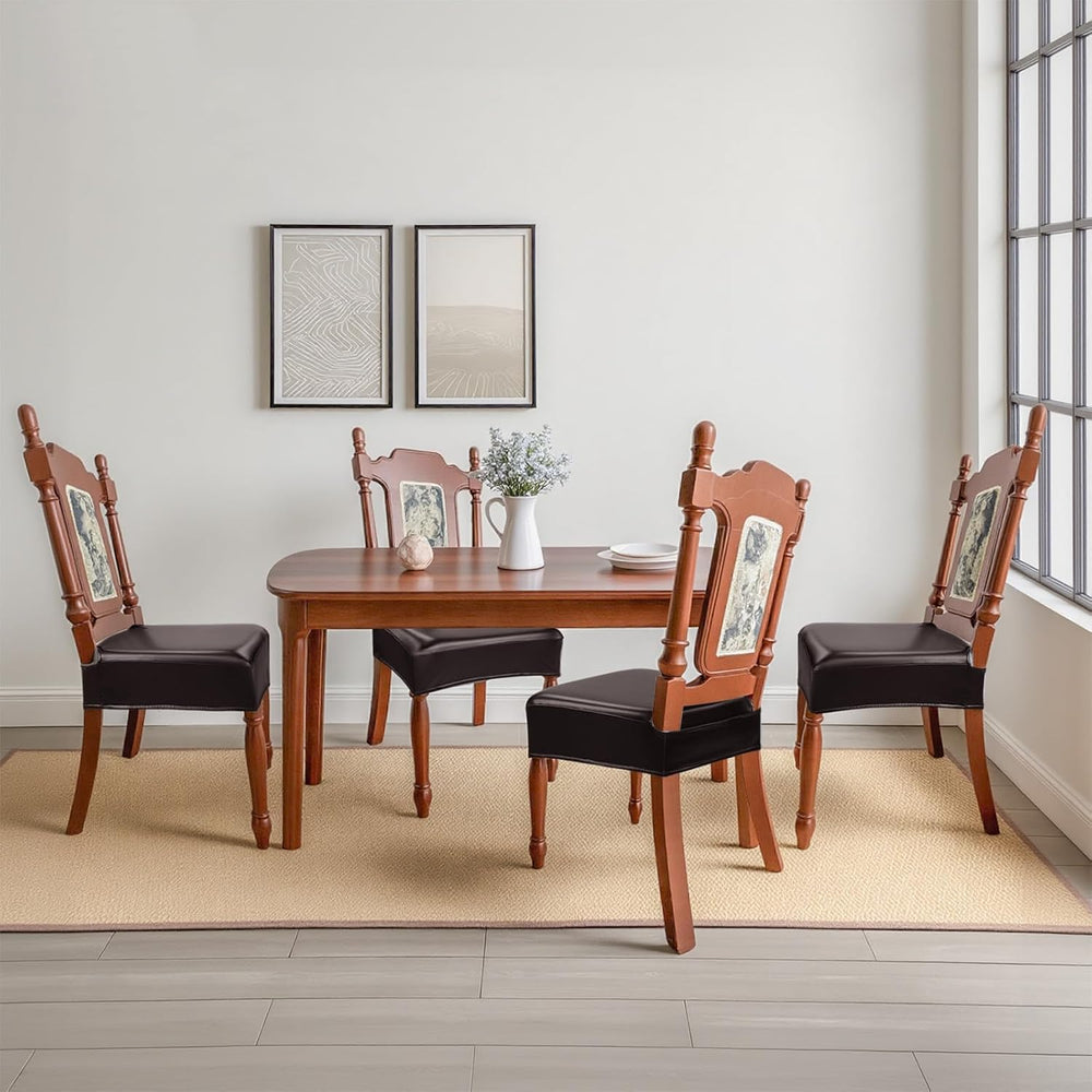 Waterproof Dining Chair Seat Covers Leather Kitchen Seat Covers, Stain Resist...