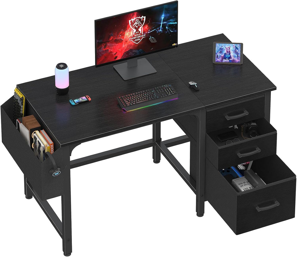Lufeiya Computer Desk with File Drawers Cabinet, 47 Inch Reversible Home Offi...