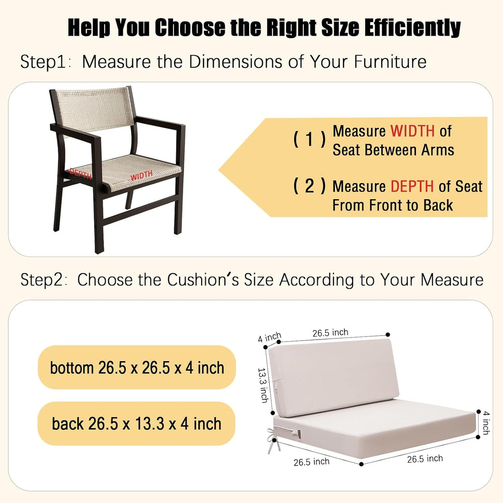 idee-home Outdoor Chair Cushions for Patio Furniture, Outdoor Seat Cushion