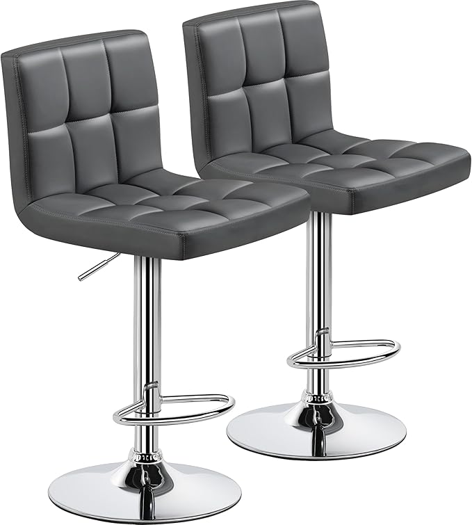 Yaheetech Bar Stools Set of 2, Adjustable PU Leather Swivel Barstools, Modern...