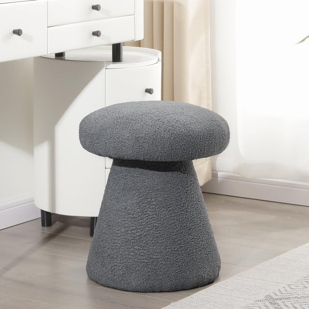 Homebeez Mushroom Ottoman Foot Stool, 18 inch Teddy Fleece Small Footrest, Ro...