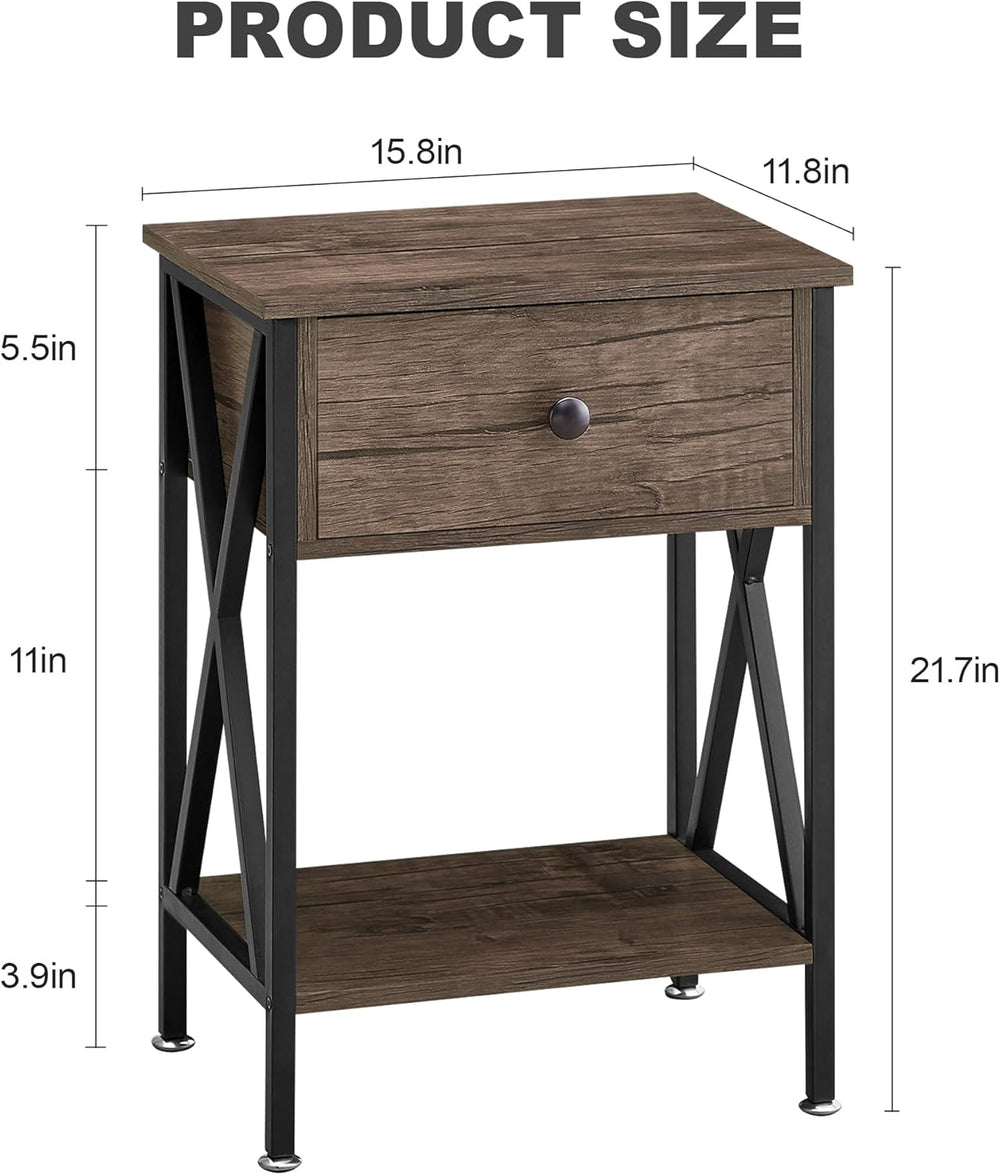 VECELO Nightstands Set of 2, Modern Bedside End Tables, Night Stands with Dra...