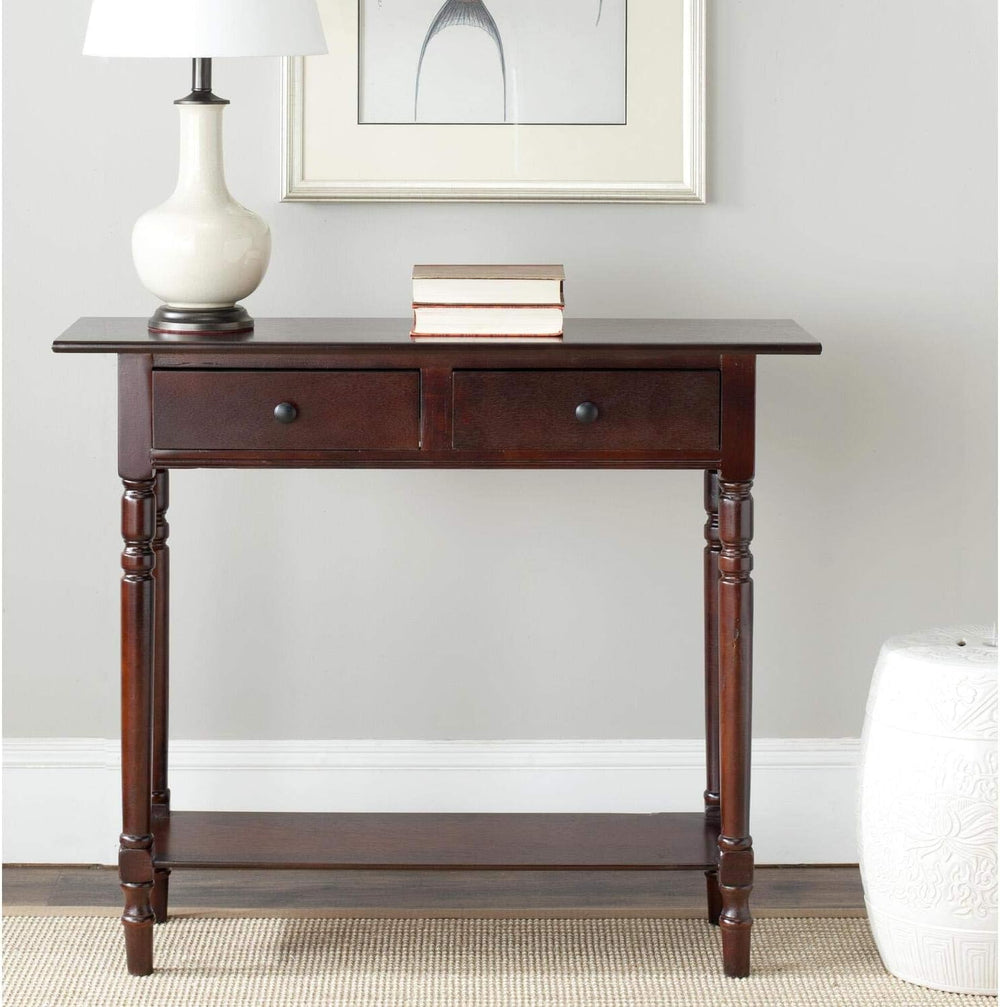 SAFAVIEH Rosemary Wood Console Entryway Table, 37.8" Dark Cherry AMH5705D