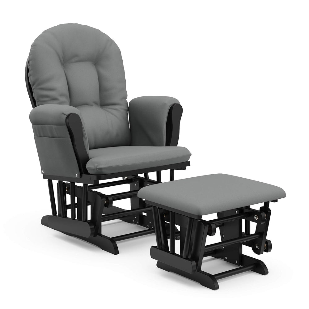 Storkcraft Premium Hoop Glider & Ottoman, Black with Gray