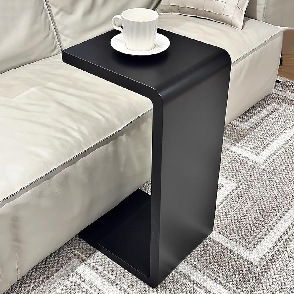 C-Shaped End Table Solid Wood Sofa Side Table for Living Room,Small,Modern,Be...