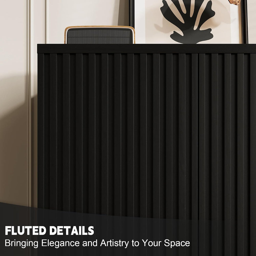 Rophefx Fluted Sideboard Cabinet, Buffet Cabinet with Storage, Credenza Stora...