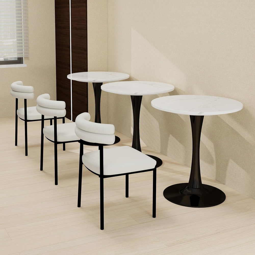 27.6" Marble Round Tulip Table, Mid-Century Modern Style Dining Table wi...