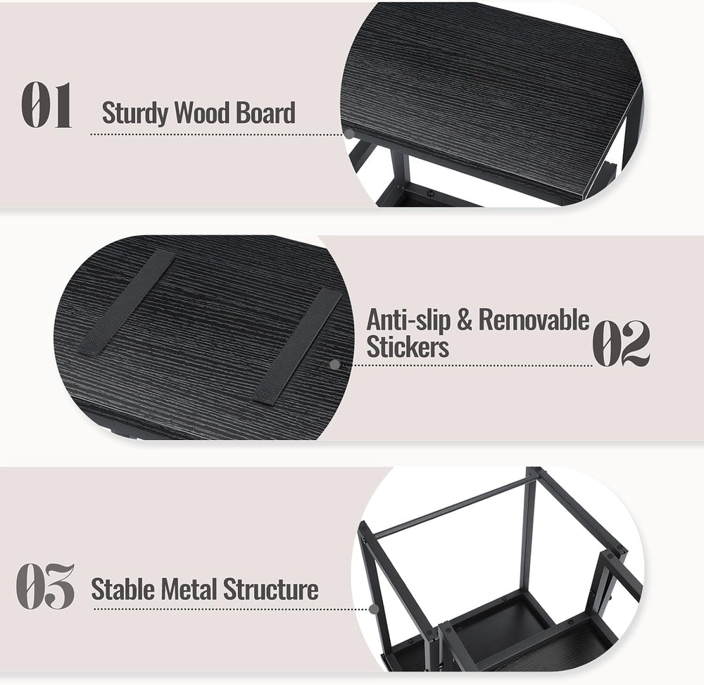 Vrisa Step Stool for Adults Wooden 2 Steps Footstool Heavy Duty RV Bedside St...