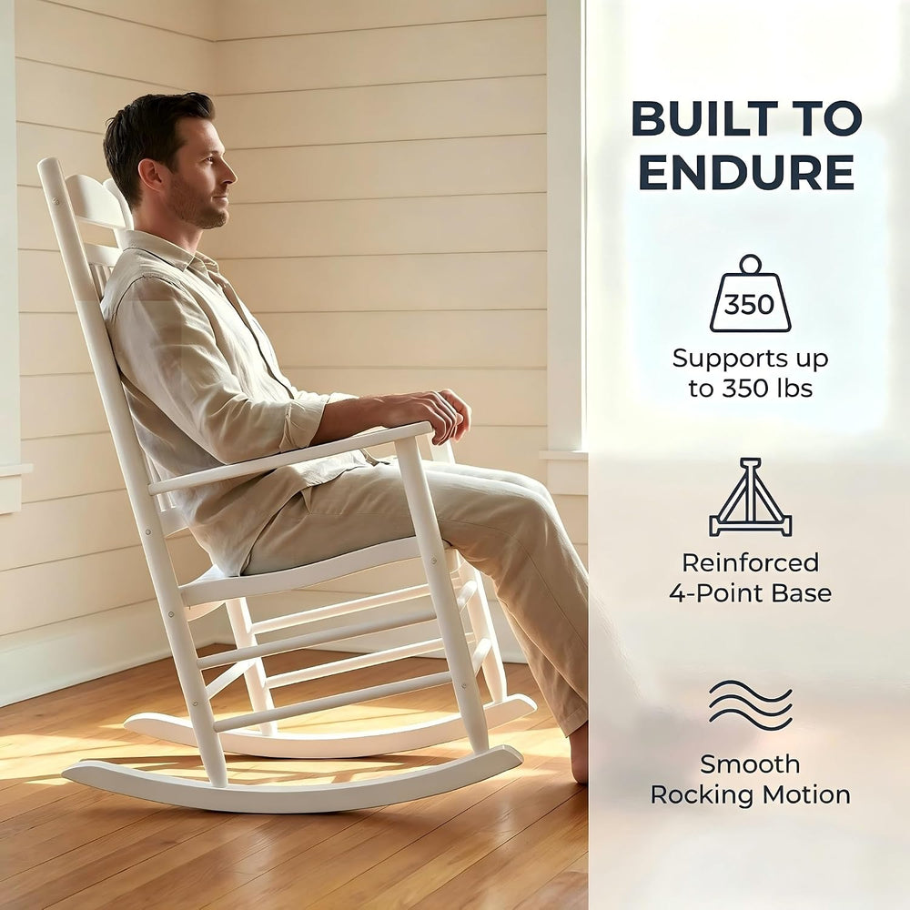 Wooden Outdoor Rocking Chair, Weatherproof Oversized Rocking Chair, Heavy Dut...