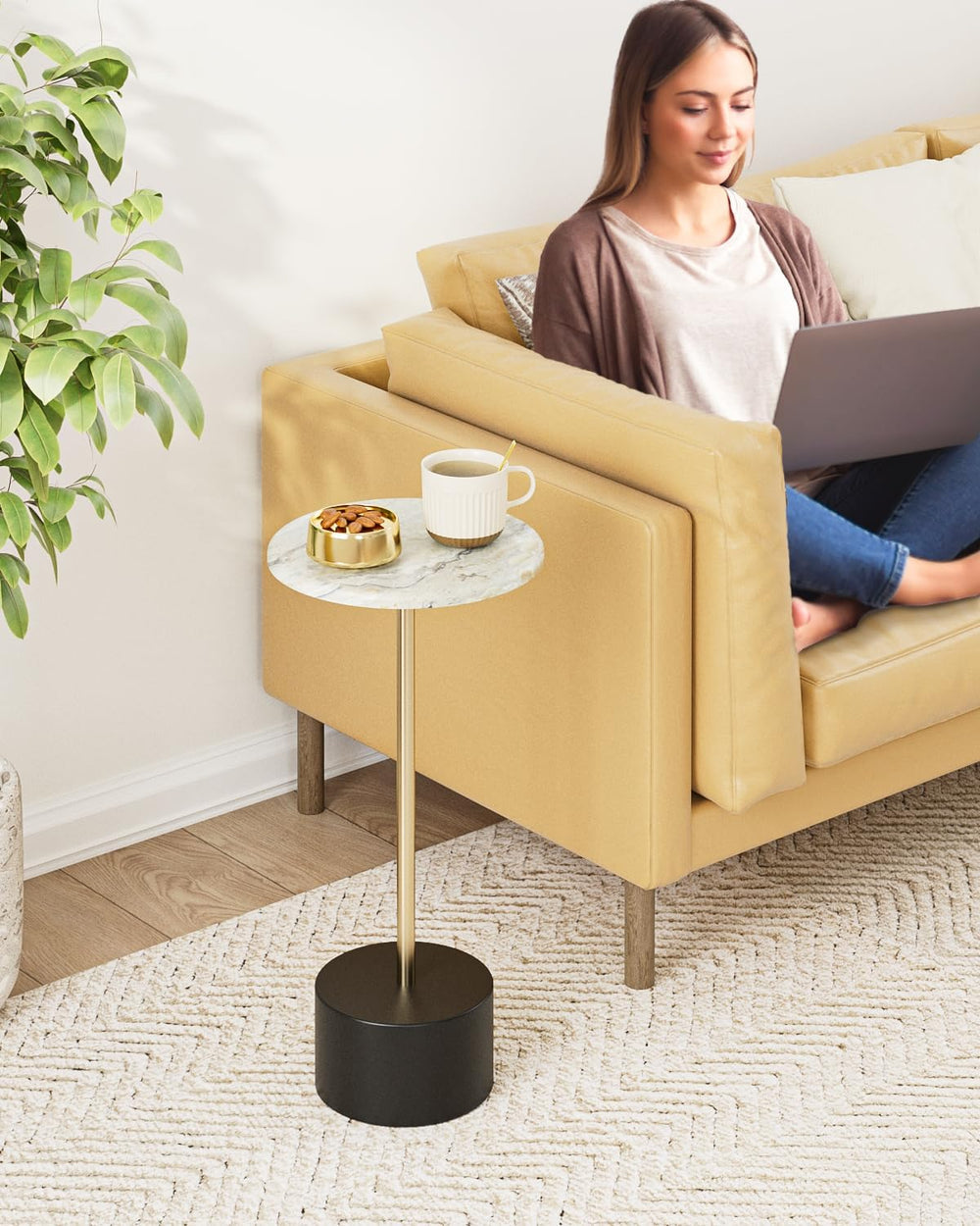 Drink Table Pedestal, Round Side Table, Drink Tables for Small Spaces, Pedest...