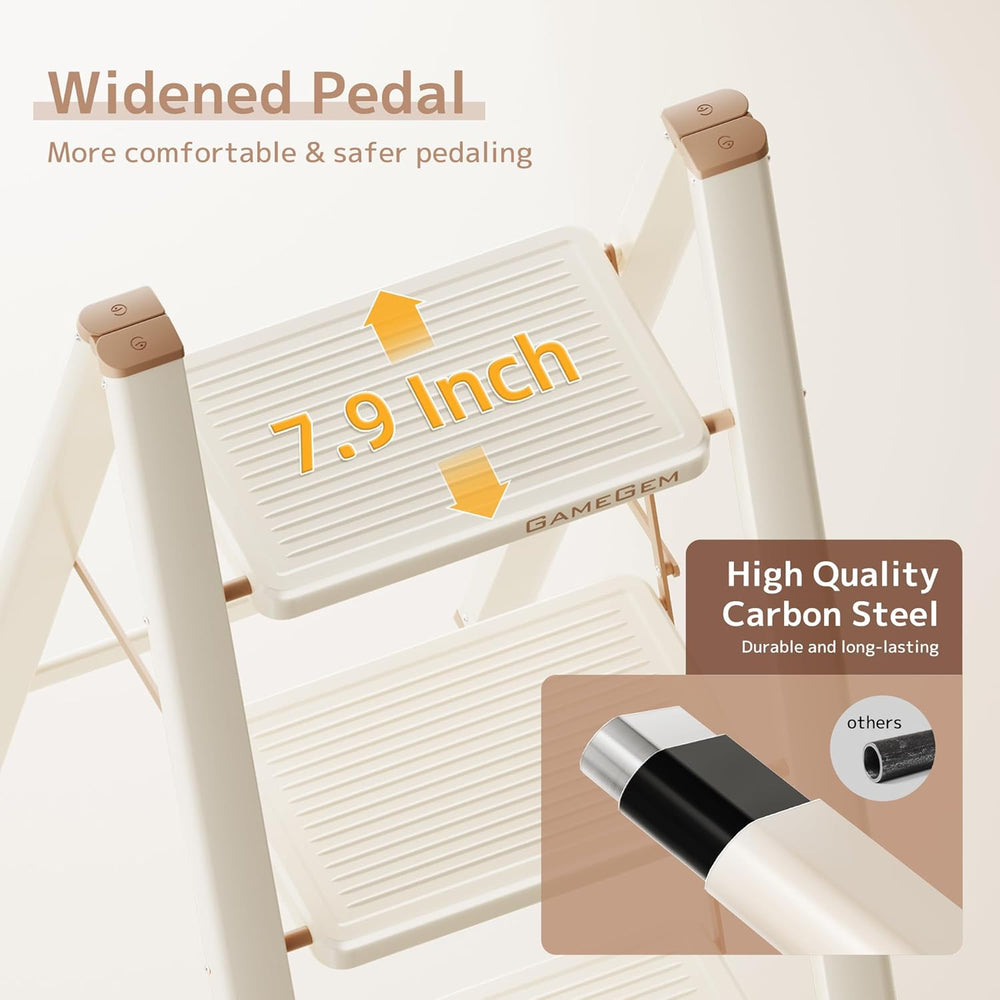 2 Step Ladder, Foldable Step Stool with Wide Anti-Slip Pedal