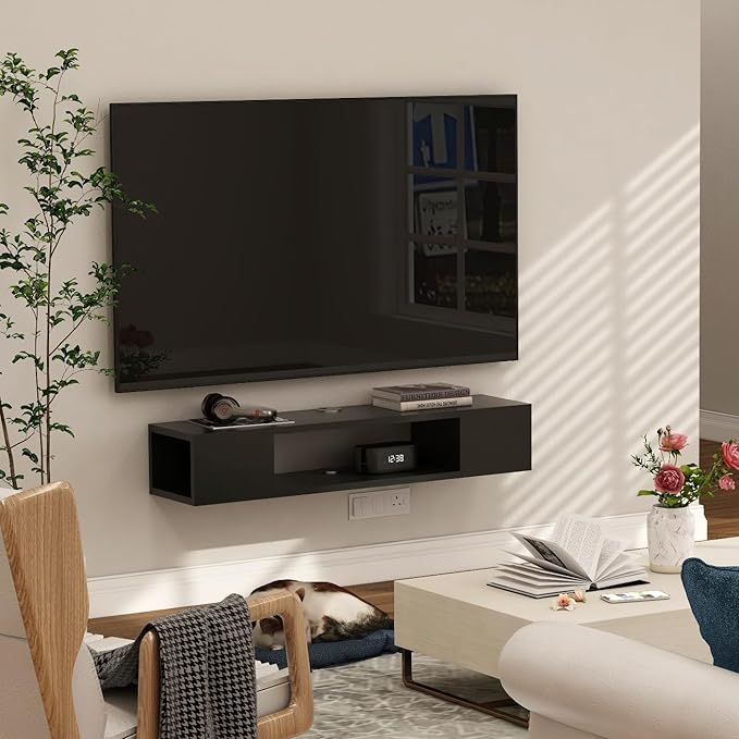 GHC Floating TV Stand, Wall Mounted Entertainment Center and Cabinet Shelf, T...