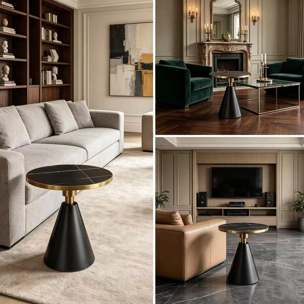 BeautyVerve Rock Plate Side Tables for Living Room, Modern Small Round Coffee...