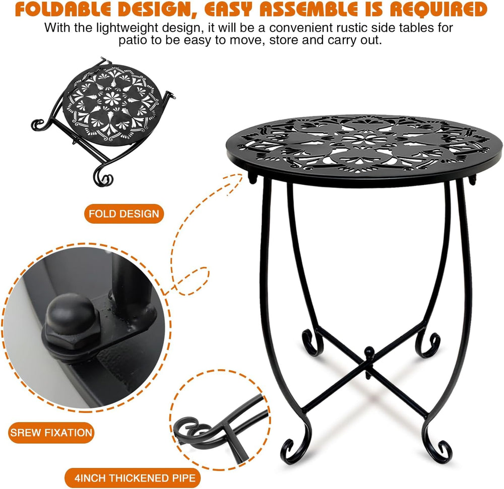Fashion&cool 2 Pack Outdoor Side Tables, 14" Round Patio Side Table,...