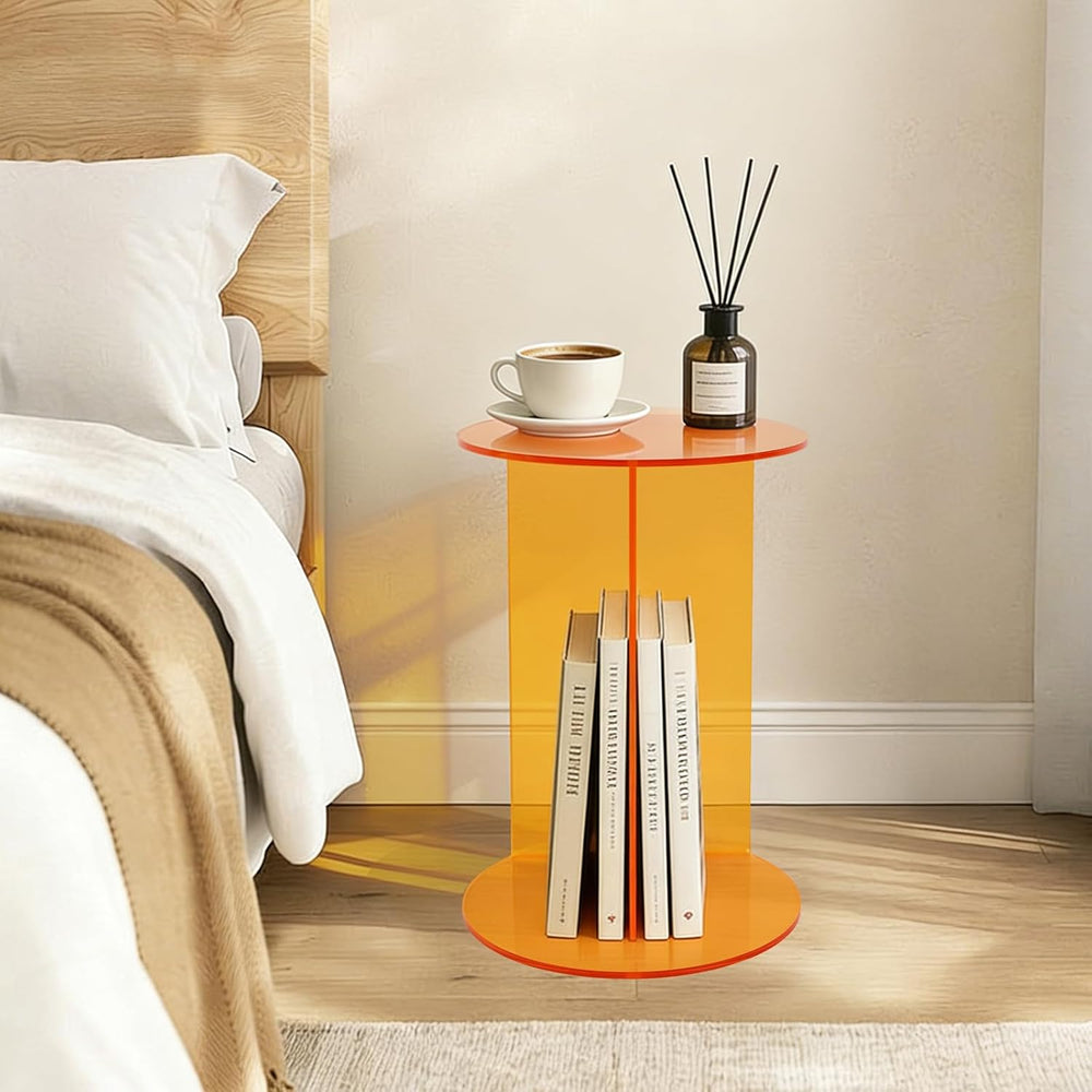 Acrylic Side Table, Modern Semicircle Clear End Table for Living Room Bedroom...