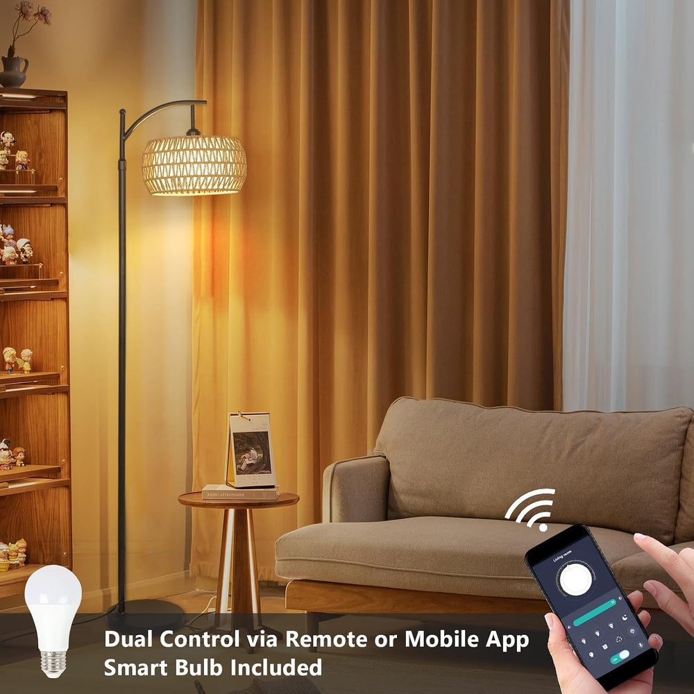 eyassi Arc Floor Lamp with 3 Color Temperatures, LED Gold Floor Lamp with Rem...