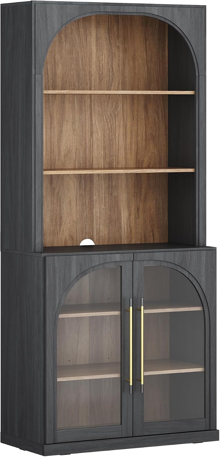 BELLEZE Jagger Storage Cabinet with Glass Door - Ebony